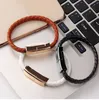 Portabel armband USB Type-C-kablar Typ C Micro USB-kabel Lädervävd Datasynkroniseringsladdaradapter för SAMSUANG S20 S10 S9 S8 Obs 10 Android-telefoner Fashionabel Design