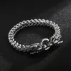 80G Sandy Biker Dubbele Wolf End Figaro Link Chain armband voor heren Roestvrij staal Fashion Holiday Gifts for Father .Husband. Friends 9mm 8,66 inch