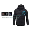 Men Heated Jackets Outdoor Coat USB Electric Battery Long Sleeves Heating Hooded Warm Winter Thermal Clothing 220816gx