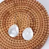 Dangle & Chandelier Natural White Pearl Shell Teardrop Earrings Women Gold Mother Of Disc Black MOP Jewelry WholesaleDangle ChandelierDangle