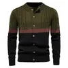 Mens Cardigan Coats Long Sleeve Single Breasted Mixed Color Winter Warm Sweater Jackets 220817