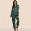 Женская одежда для сна Осень Satin Pajamas Женщины -одежда для сна