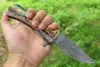 Färgglada bambu titanhandtag knivficka vikning Damaskusblad Taktisk räddningsjakt Fiske EDC Survival Tool Knives 06622