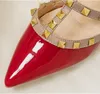 Pointed low heel slippers female rivets wrapped head lazy people wear cool support large size 41-43 designer slippersT35