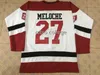 Nik1 Cleveland Barões # 27 Gilles Meloche Hóquei Jersey Vermelho Bordado Branco Costura Personalizar Qualquer Número e Nome Jerseys