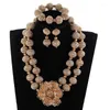 Brincos colar de jóias de noiva de ouro de cobre dubai para mulheres flechy flor de flores africanas figuraria 2022 we242 tris22