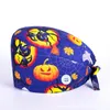 Berets Halloween Peeling Cap Bedruckte Baumwolle Schönheitssalon Chirurg Zahnklinik Pflege Hut Mit Knopf Frauen Männer Kappen GroßhandelBerets BeretsBe