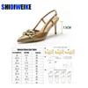 Dames Slingback High Heel Leather Shoes Fashion Black Chain Pumps Woman Elegant Sexy Party Pointed Teen Pump AD1661 220519