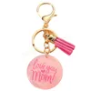 Kvinnor Transparent Round Keychain "Love You Mom" ​​Letter Charm Harts Key Chain Car Bag Pendant Keyring Mors smyckespresent