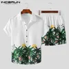 Survêtements pour hommes imprimés hommes hawaïens ensembles vacances revers chemise à manches courtes Shorts été mode Streetwear hommes costumes 2 pièces S-3XL IN