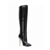 Boots Ladies Be Toe Brand New Genuine Leather Super High Heel Cross Belt Buckle Metal Decorated Banquet Sexy Knee 220709