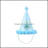 Chapeaux de fête Fournitures de fête Maison Jardin Chapeau d'anniversaire pour animaux de compagnie avec serviette de bouche Anniversaires de chiens Casquettes en papier Couronne imprime Animaux 9My E1 Drop Delivery