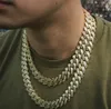 16mm Baguette Pradze Cuban Link Naszyjnik AAA + CZ Lód Out Hop Hip Chain Diamond Cubic Cyrkon Biżuteria 16 cali - 24