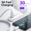 Быстрая зарядка 5A USB-тип C Кабели для Huawei P40 Pro Mate 30 P30 Samsung Super Charge USB-C Кабель зарядного устройства для телефона