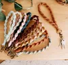 Macrame Polslet Keychains Pols Lanyard Riem slijtage Bracelet Assorted Color Macrames gevlochten sleutelringen