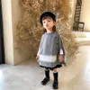 High quality autumn winter Sweet Kids Girls Knitted Sweater Capes Poncho Crochet Batwing Sleeve grey black Color Toddler Baby Jack6760144