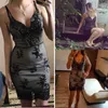 Sexy club outfits Sequin Summer Dress Women Mini Black bodycon Party dress vintage woman sukienki Dresses vestidos clothes 220406