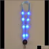 Keychains Fashion Accessories Drop Delivery 2021 LED Light Up Lanyard Key Chain ID Keys Holder 3 Lägen Blinkande hängande rep 7 Färger V5LAI