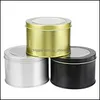 Caixas de armazenamento Bins Organização em casa Housekee Garden Aluminium Tins Jars Metal Reound Containers Presente com Banco de Janela Clear Top Waking