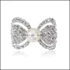 Pinki broszki biżuteria Rhinestone łuk broszka złota sier kolor symisowane perły szpilki do dostawy ślubnej 2021 ffizb