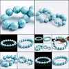 Braccialetti con fili di perline Goccia di gioielli 12Mm Braccialetto di larimar naturale blu Bracciale da donna con perline di cristallo elasticizzato femminile1 Consegna 2021 Q7