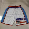 All-star Western Basketball Short Real Embroidered Pocket Shorts JUST DON Mitchell and Ness With 4 Pocket Zipper Sweatpants Mesh Sport Pants