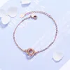Lien, chaîne Double-anneaux amour coeur creux Bracelet femme or doux bijoux pour femmes couleur argent INS vente accessoires SB135