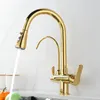 Kitchen Sink Faucet with Pull Down Sprayer 2 Handle 3 in 1 Water Filter Purifier Faucets Brushed Nickel Smart sensor touch kitchen faucets