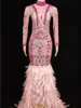 Sparkly White Feather Tail Dress Women Evening Prom Celebrity Party Birthday Long Jurken Singer Stage kostuum 220812