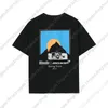 Designer T-shirt säljer väl Rhude Formula Racing Classic Sunset Print 1 1 Kort ärm T-shirt svart vit S-XL Högkvalitativ 001