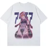 Aolamegs Camisetas para hombres Sexy Manga Girls Kanji Print Anime Camisetas Summer Baggy College Style Tops Moda Otaku Streetwear 220513