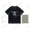 22SS Männer Frauen Designer T-Shirts T-Shirt Paris DESTROYED Ear Wheat Tie Dye Brief Baumwolle Kurzarm Rundhalsausschnitt Streetwear Schwarz Grau Xinxinbuy XS-L