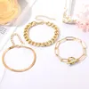 3pcs/conjunto Moda Bracelete de link de cadeia grossa para mulheres vintage cadeia de cobras dourada coloris pulseiras de pulseiras de conjunto de jóias