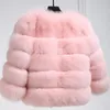 S-3XL Mink Fur Coat Women's 2022 Winter Top Fashion Pink Faux Fur Coat Elegant tjock varm jacka Kvinnsjacka