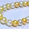 Kedjor enorm charm 18 "11-12mm naturliga sydsjön äkta vit gyllene runda pärlhalsband för kvinnor smycken halsbaschains chainschains
