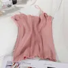 Kvinnors tankar Camis Rib Sticked Camisole Summer Solid Stretch Knit Cami Top Female Spaghetti Sallad Edge Fashion Crop Tops 2022Wo