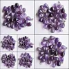Charms Jewelry Findings Components Water Drop Stone Beads Pendants Wholesale Natural Amethysts For Diy Necklace Dhop6