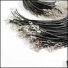 Chains Necklaces Pendants Jewelry Necklace Rope 45Cm Chain Lobster Clasp 2Mm Black Wax Leather Thread For Diy Jewel Dhb1G