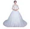Andere Brautkleider: Klassisches O-Ausschnitt-Kleid mit halben Ärmeln und langer Schleppe, Spitze, Blumen-Pailletten, Übergröße, maßgeschneidertes Kleid. Andere