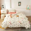 Ins Small Fresh Washed Cotton Four Piece Bed Cover Simple Quilt 1.8m Bedding All Fitted Sheet Style Kit