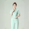 Aziatische etnische kleding vrouwen elegante pakken top en broek Oriental Hanfu V-hals kledingstuk schoonheidsspecialiste kostuum werk uniforme thee kunstkleding