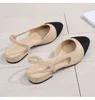 Chaussures habillées de hanche mode couleur correspondant talons hauts Slingbacks sandales à talons épais pompes plates 220302