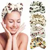 Leopard hoofdband feest voorstander van koraal fleece dames wassen gezicht hoofdbanden boog haarband