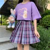 衣類セットTシャツ女性2022年夏の日本人学生半袖かわいい漫画ハイウエストネーベルトップインファッションスクールシャツclothi