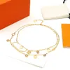 Fashion Choker Necklace Classic Jewelry Wedding 18k Gold Plated Platinum Letter Pendants Necklaces Bracelet Set Women Accessories With Jewelry Pouches Wholesale