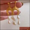 Body Arts Tattoos Art Health Beauty Long Pattern Pearl Tassel Earrings Special Shaped Pearls Ear Jewelry For Women And G Dh9Gt