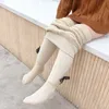 Bebek kız Taytlar Kış Polar Sıcak Tayt Pantolon Siyah Yay Çocuk Külotlu çorap Knitt Knitt Kız Socks Çocuk Giysileri 8 10 Y 220513