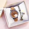 Dress Womans Watch Daisy Flowers Cute Ladies Wristwatch Bracelet Set Casual Matte Leather Female Watches Reloj Mujer