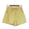 Männer Lauf Shorts Lose Frauen Sommer Baumwolle Leinen Komfortable Feminino Damen Elastische Taille Casual Gürtel Tasche ShortsRunning Z0522