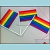 Banner Flags Festive Party Supplies Home Garden Rainbow Gay Pride Stick Flag 21X14Cm Creative Hand Mini Portable Waving Handh Dhmyk